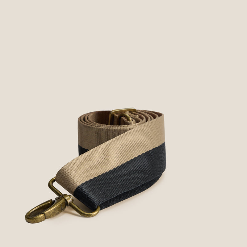 Adjustable Crossbody Strap - Khaki & Black Stripe