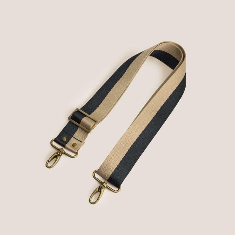 Adjustable Crossbody Strap - Khaki & Black Stripe