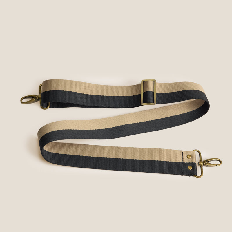 Adjustable Crossbody Strap - Khaki & Black Stripe