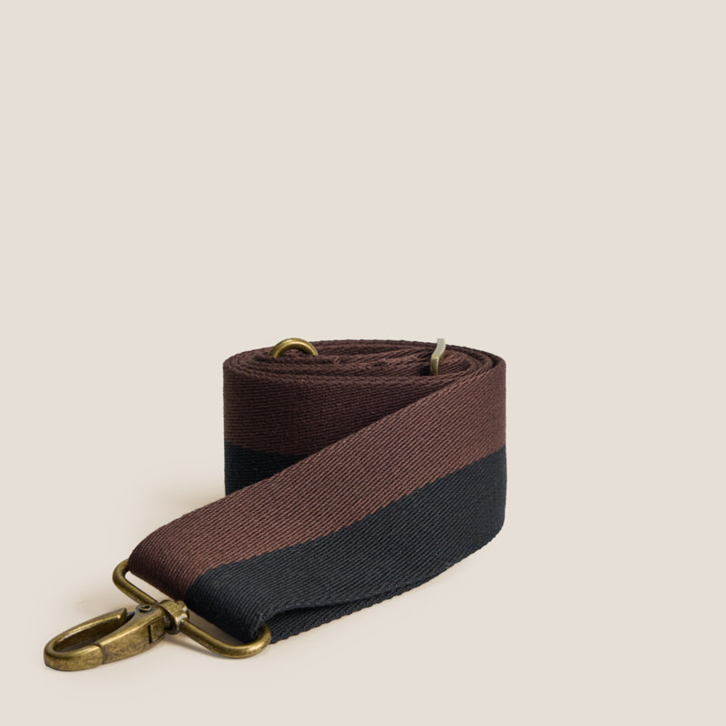 Adjustable Crossbody Strap - Black & Brown Stripe