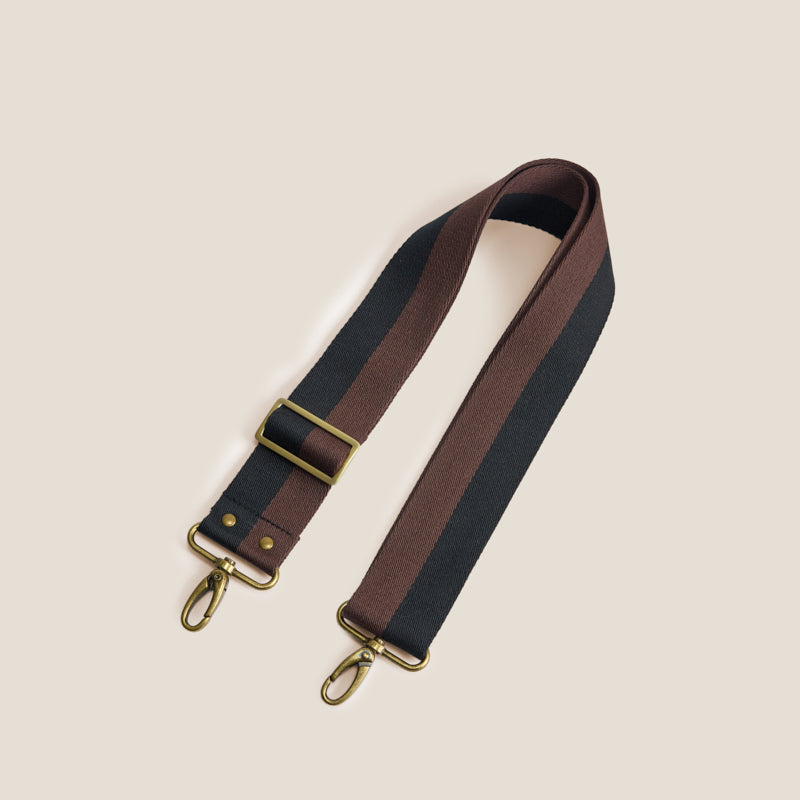 Adjustable Crossbody Strap - Black & Brown Stripe
