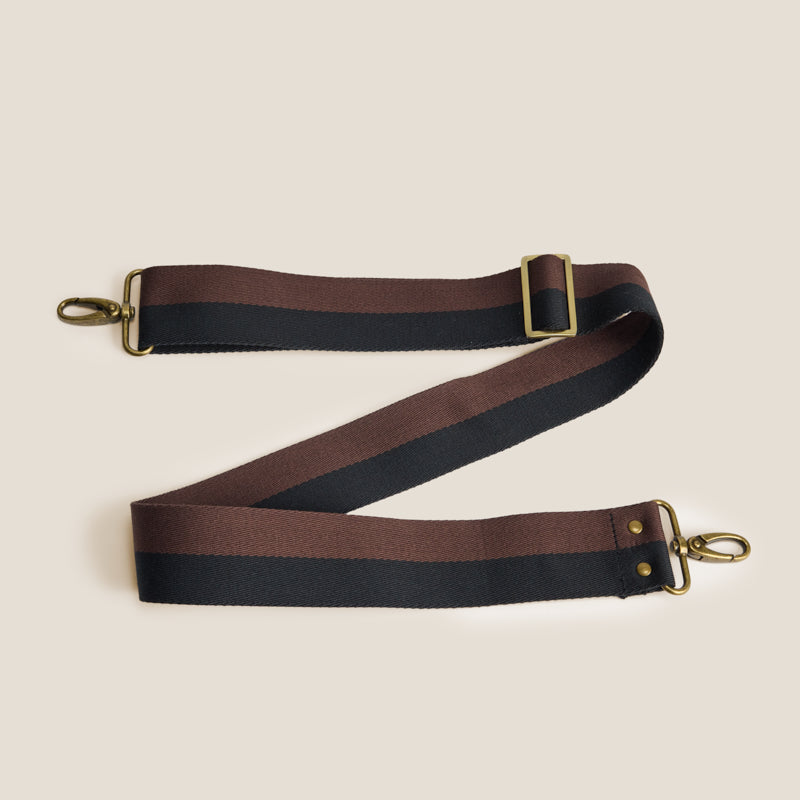 Adjustable Crossbody Strap - Black & Brown Stripe