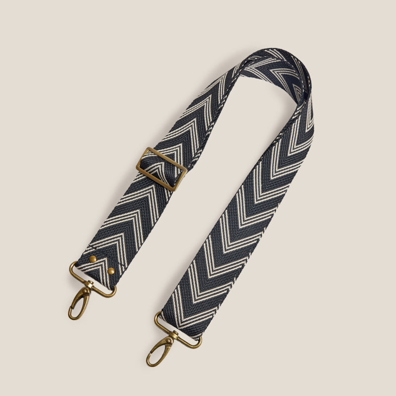 Adjustable Crossbody Strap - Chevron Black & Natural