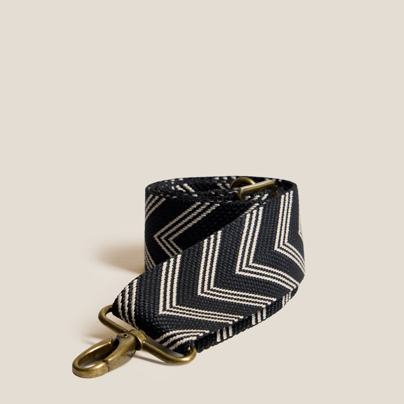 Adjustable Crossbody Strap - Chevron Black & Natural
