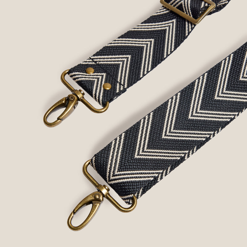 Adjustable Crossbody Strap - Chevron Black & Natural