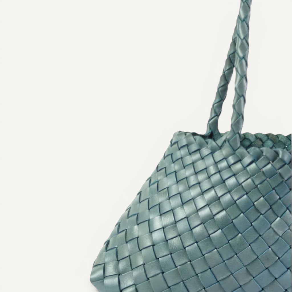 Opal Woven Full-Grain Leather Tote Bag