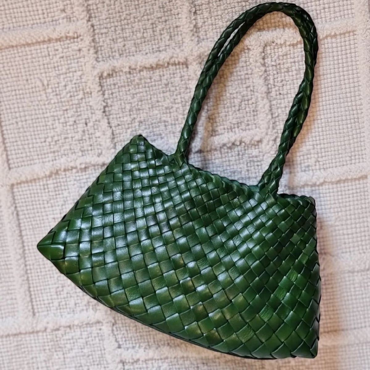 Opal Woven Full-Grain Leather Tote Bag