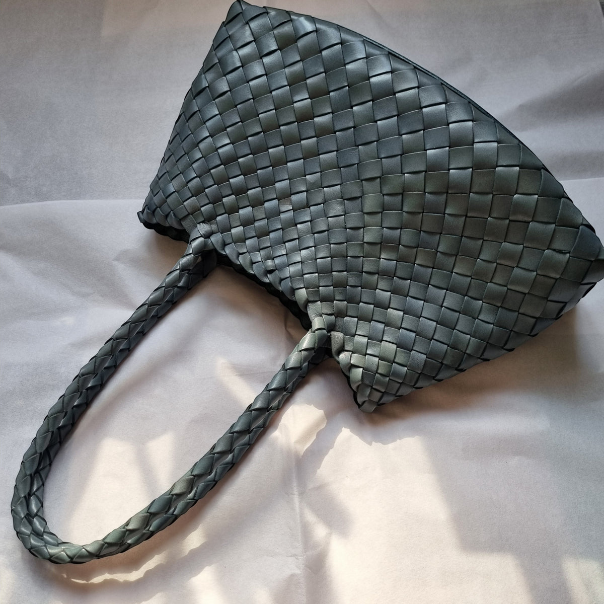 Opal Woven Full-Grain Leather Tote Bag