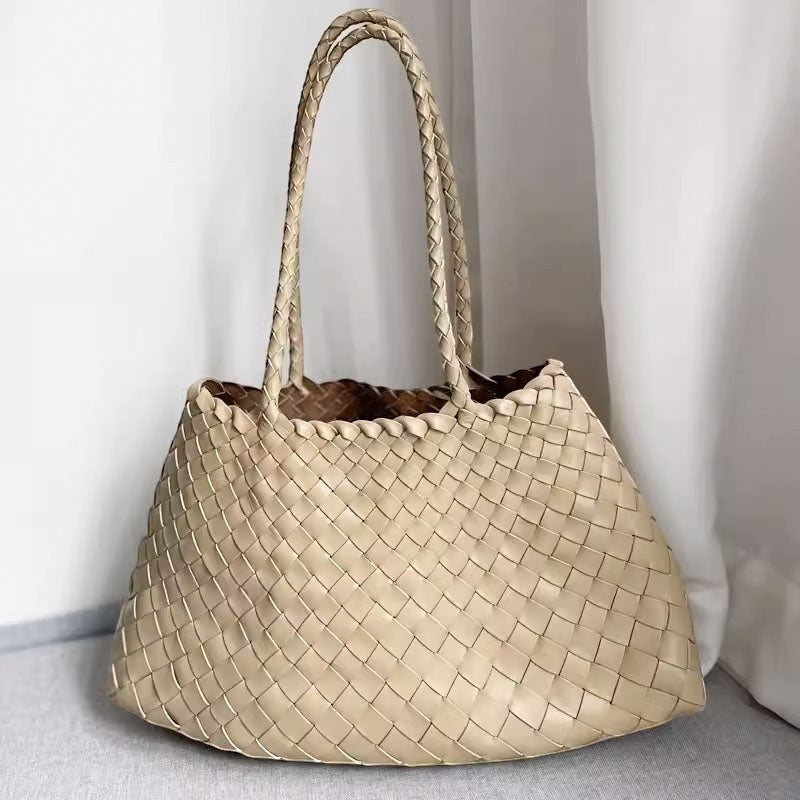 Opal Woven Full-Grain Leather Tote Bag