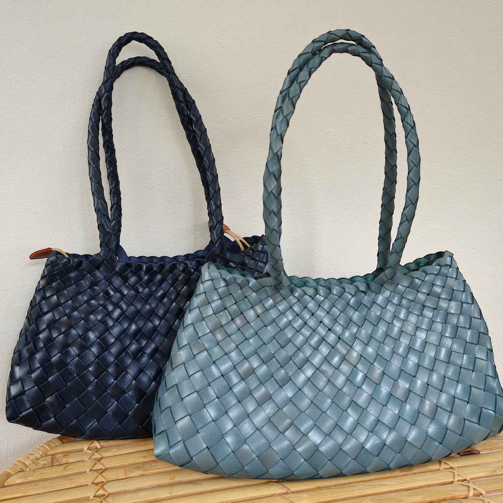 Opal Woven Full-Grain Leather Tote Bag
